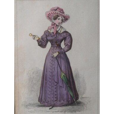 1825 m. rankomis spalvinta anglų mados graviūra „Carriage Dress“ 1825 m. rankomis spalvinta anglų mados graviūra „Carriage Dress“