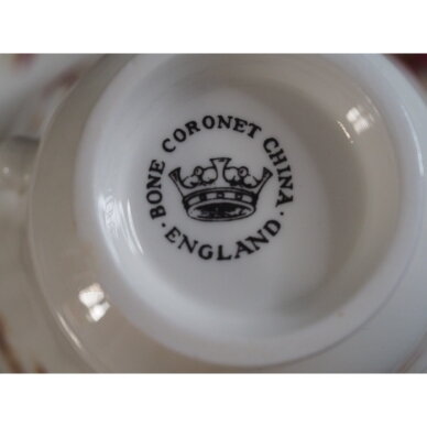 Angliškas „Coronet China“ kaulinio porceliano arbatos servizas 8