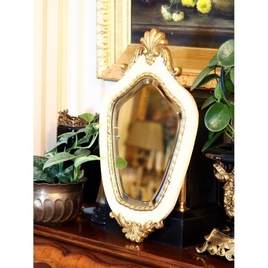 Baltai auksinis veidrodis su kriaukle