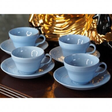 Booths Blue Mist keturių puodelių su lėkštutėmis rinkinys