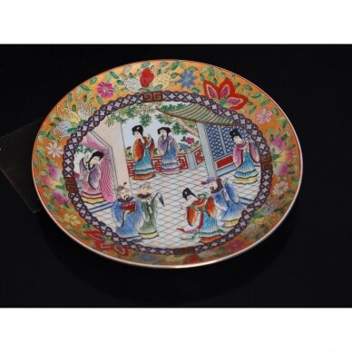 Kantonietiška family vert dekoratyvinė rankomis dekoruota lėkštė