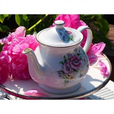 Sadler didelis arbatinukas, dekoruotas laukų gėlėmis