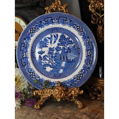 W. H. Grindley & Sons „Old Willow“ Staffordshire mėlynai balta lėkštė W. H. Grindley & Sons „Old Willow“ Staffordshire mėlynai balta lėkštė